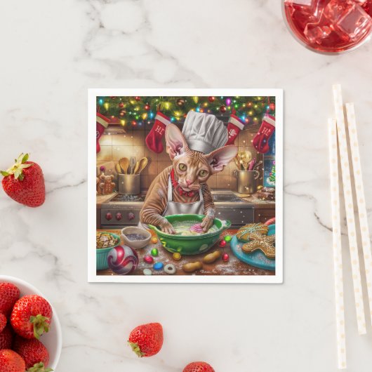Cornish Rex Kerstbakken: Festive Kerstmis Servet (Insitu)