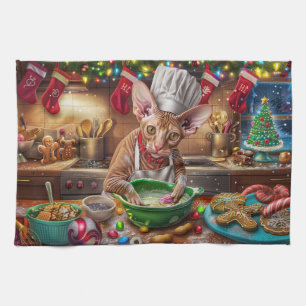 Cornish Rex Kerstbakken: Festive Kerstmis Theedoek