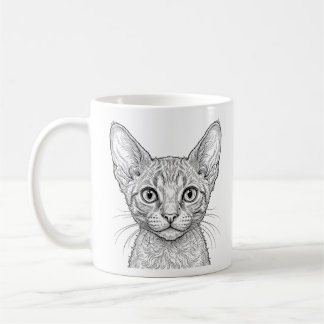 Cornish Rex Kitten Mok koffie Wit Inkt Zwart