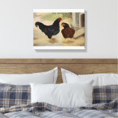 Cornish Rooster en Hen Canvas Afdruk (Insitu (Slaapkamer))