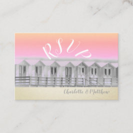 Cornish strandhutten bij zonsondergang RSVP Visitekaartje