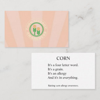 Corns in alles allergie bewustzijn visitekaartje contactkaartje