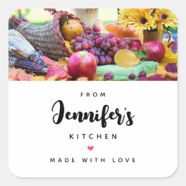 Cornucopia Autumn Harvest Chef's Table Kitchen Vierkante Sticker