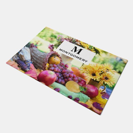 Cornucopia Autumn Harvest Chef's Table Monogram Deurmat (Schuin)