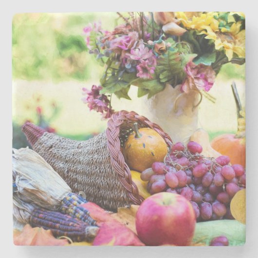 Cornucopia Autumn Harvest Chef's Table Stenen Onderzetter (Voorkant)