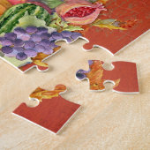 Cornucopia Autumn Harvest Leaves Pomegranate druif Legpuzzel (Zijkant)