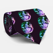 CORNUCOPIA Bright Paars Groen Stropdas (Opgerold)