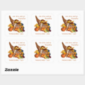 Cornucopia, Eet, Drink & Wees dankbare Thanksgivin Vierkante Sticker (Vel)