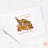 Cornucopia, Eet, Drink & Wees dankbare Thanksgivin Vierkante Sticker (Envelop)