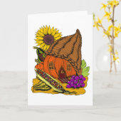 Cornucopia en Pumpkin Fairy House Whimsical Blank Kaart (Gele Bloem)