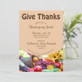 Cornucopia Floral Fruits Thanksgiving Kaart (Staand voorkant)