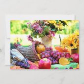 Cornucopia Floral Fruits Thanksgiving Kaart (Achterkant)