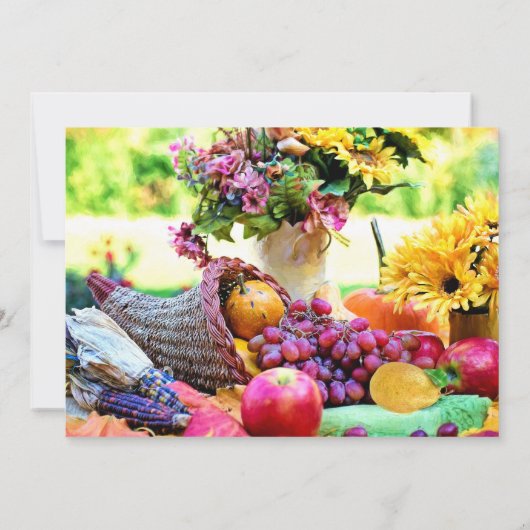 Cornucopia Floral Fruits Thanksgiving Kaart (Achterkant)