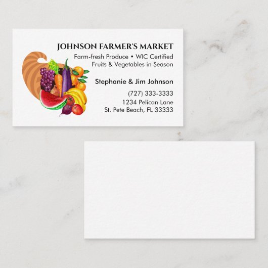 Cornucopia Groenten en fruit Produce Market Visitekaartje (Voorkant / Achterkant)