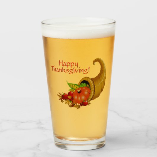 Cornucopia Happy Thanksgiving Glas (Voorkant gevuld)
