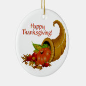 Cornucopia Happy Thanksgiving Keramisch Ornament (Rechts)