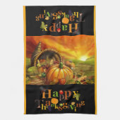 Cornucopia Happy Thanksgiving Text Kitchen Towel Theedoek (Verticaal)