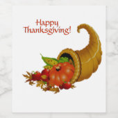 Cornucopia Happy Thanksgiving Wijn Etiket (Enkel label)