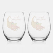 Cornucopia Happy Thanksgiving Wijnglas Zonder Voet (Achterkant)