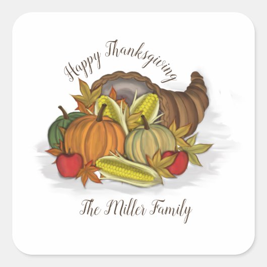 Cornucopia Harvest Vierkante Sticker (Voorkant)
