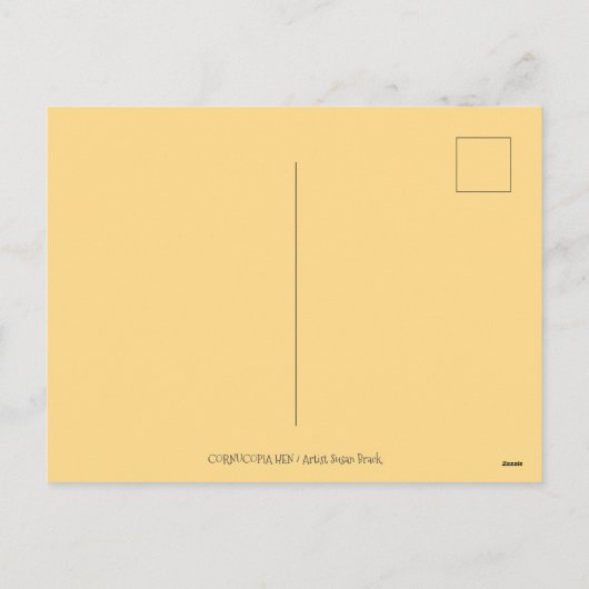 CORNUCOPIA HEN, THANKSGIVING CHICKEN HARVEST FEESTDAGENKAART (Achterkant)