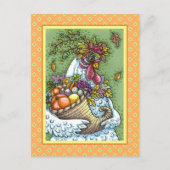 CORNUCOPIA HEN, THANKSGIVING CHICKEN HARVEST FEESTDAGENKAART (Voorkant)