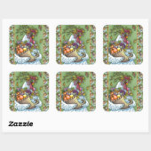CORNUCOPIA HEN, THANKSGIVING CHICKEN HARVEST VIERKANTE STICKER (Vel)