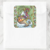 CORNUCOPIA HEN, THANKSGIVING CHICKEN HARVEST VIERKANTE STICKER (Tas)
