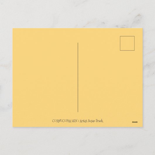 CORNUCOPIA HEN, THANKSGIVING CHICKEN HERFST HARVES FEESTDAGENKAART (Achterkant)