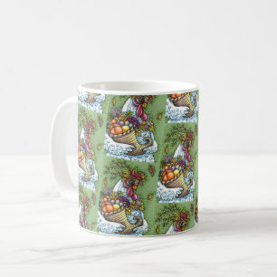 CORNUCOPIA HEN, THANKSGIVING CHICKEN HERFST HARVES KOFFIEMOK