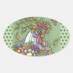 CORNUCOPIA HEN, THANKSGIVING CHICKEN STICKERS Ovaa