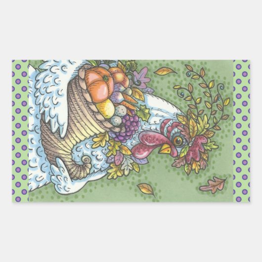 CORNUCOPIA HEN, THANKSGIVING CHICKEN STICKERS Rec (Voorkant)