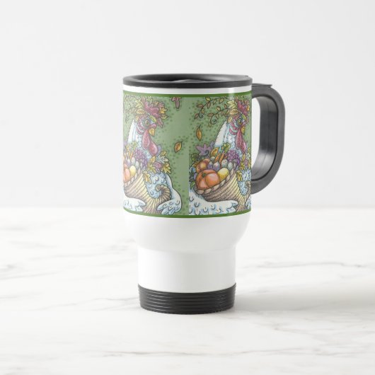 CORNUCOPIA HEN, THANKSGIVING CHICKEN TRAVEL MUG REISBEKER (Voorkant rechts)