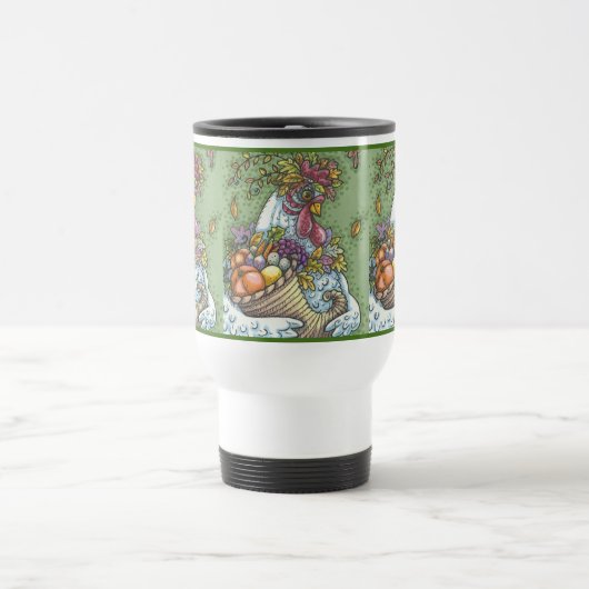 CORNUCOPIA HEN, THANKSGIVING CHICKEN TRAVEL MUG REISBEKER (Center)