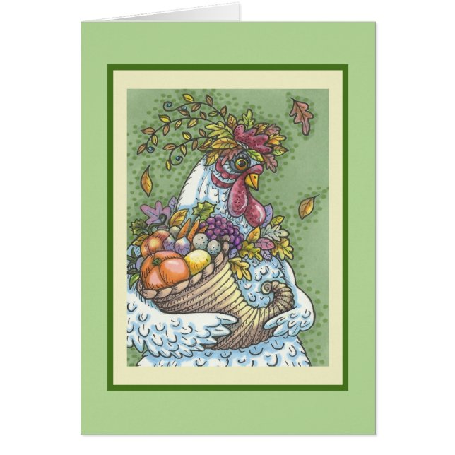 CORNUCOPIA HEN, THANKSGIVING WENSKAART Verse (Voorkant)