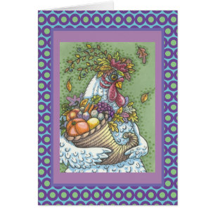 CORNUCOPIA HEN, THANKSGIVING WENSKAART Verse