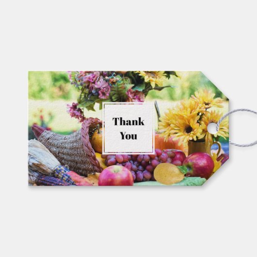 Cornucopia Herfst Harvest Chef's Table Bedankt Cadeaulabel (Voorkant (Horizontaal))