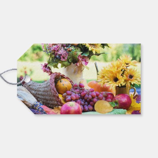 Cornucopia Herfst Harvest Chef's Table Bedankt Cadeaulabel (Achterkant Horizontaal)