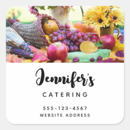 Cornucopia Herfst Harvest Chef's Table Business Vierkante Sticker