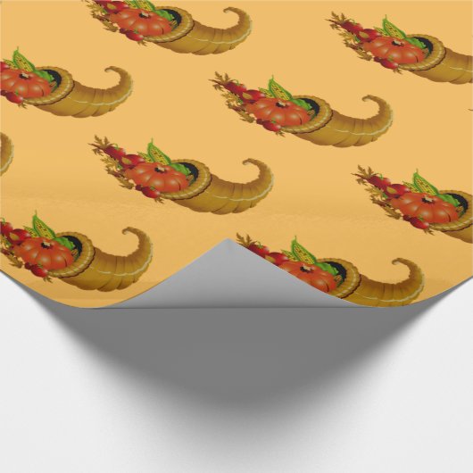 Cornucopia / Hoorn van overvloedig Sinaasappel Cadeaupapier (Hoek)