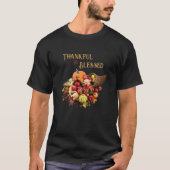 Cornucopia Hoorn van Plenty Thanksgiving zwart T-shirt (Voorkant)