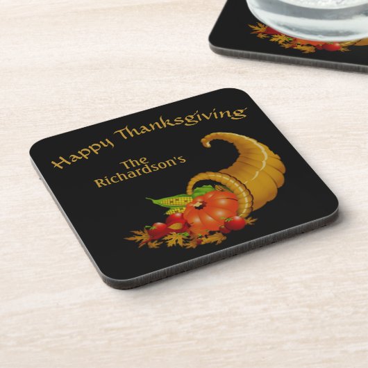 Cornucopia / Horn of Plenty Personalized Bier Onderzetter (Linkerzijde)