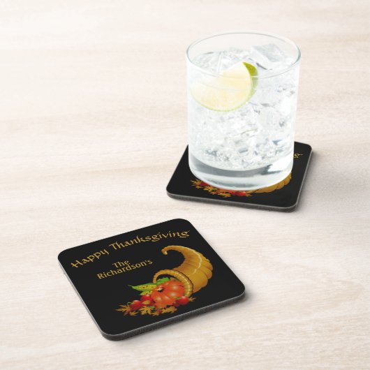 Cornucopia / Horn of Plenty Personalized Bier Onderzetter (Rechterzijde)