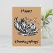 Cornucopia Line Art Holiday Thanksgiving, ZPR Kaart (Staand voorkant)