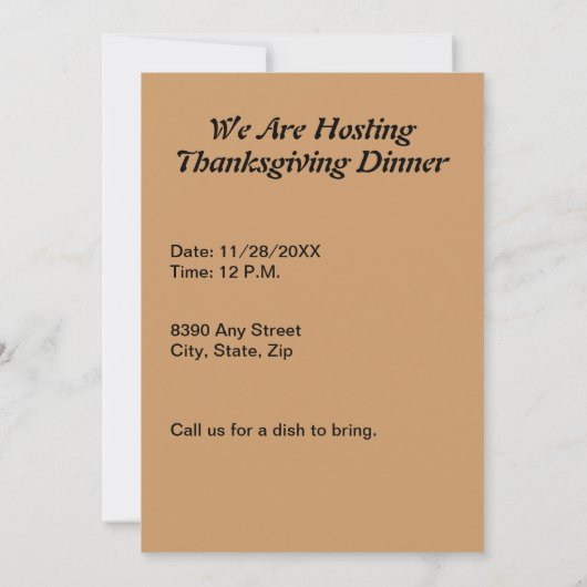 Cornucopia Line Art Holiday Thanksgiving, ZPR Kaart (Achterkant)