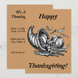 Cornucopia Line Art Holiday Thanksgiving, ZPR Kaart