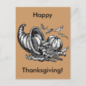 Cornucopia Line Art Thanksgiving Feestdagenkaart (Voorkant)