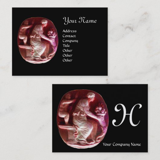 CORNUCOPIA MONOGRAM, Antiek rood zwart Visitekaartje (Voorkant / Achterkant)