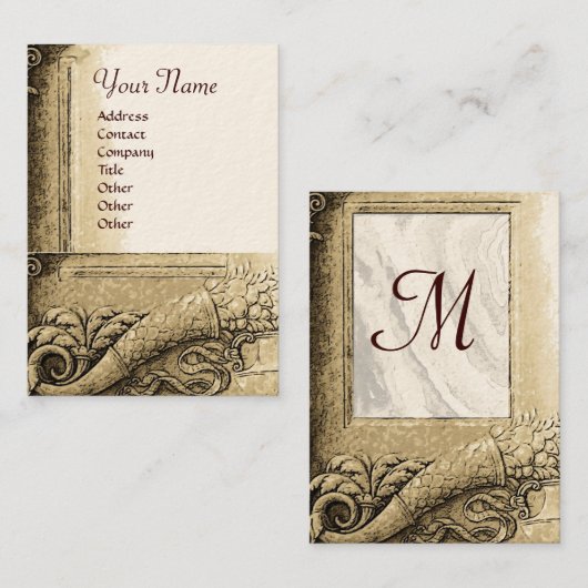 CORNUCOPIA MONOGRAM Brown Sepia White Visitekaartje (Voorkant / Achterkant)
