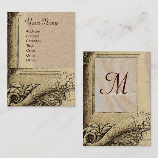 CORNUCOPIA MONOGRAM, bruin kraftpapier Visitekaartje (Voorkant / Achterkant)